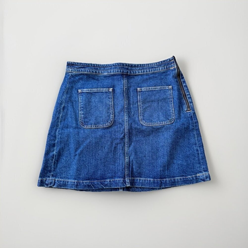Womens LOFT Denim Patch Pocket Skirt Size 6 in Classic Mid Wash Side Zipper